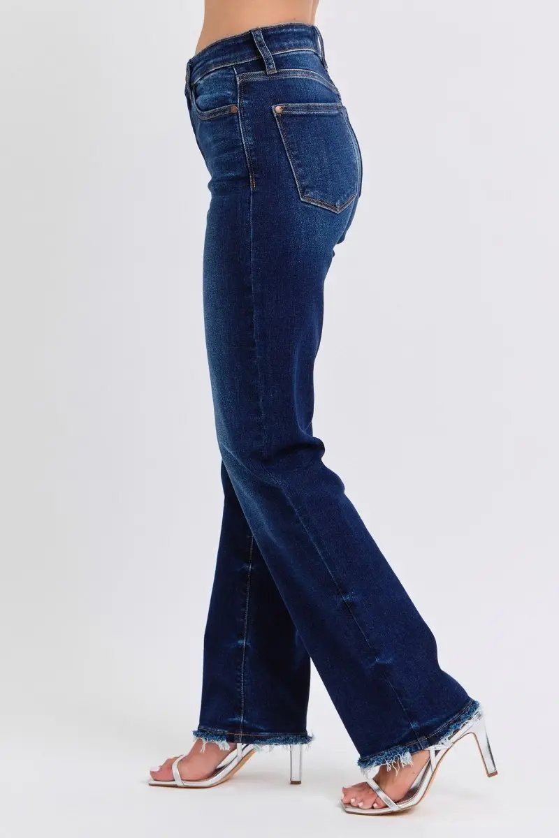 Judy Blue Full Size Raw Hem Straight Leg Jeans for Women - Love Salve